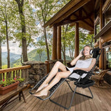 VINGLI Upgraded Zero Gravity Chair Set of 2 Lounge Outdoor Chairs with Trays and Pillows - Photo 2