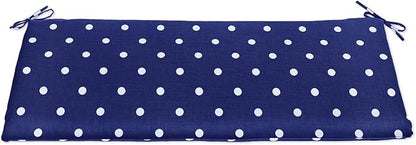 BrylaneHome Bench Cushion - 48" L x 18" W x 3" H - Patio & Outdoor - Water, Stain & Fade Resistant - Evening Blue Dot