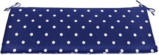 BrylaneHome Bench Cushion - 48" L x 18" W x 3" H - Patio & Outdoor - Water, Stain & Fade Resistant - Evening Blue Dot