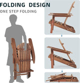 Wooden Folding Adirondack Chair Set of 2, Wood Lounge Patio Chair for Garden Outdoor - Photo 5