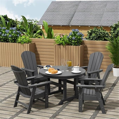 Costaelm Outdoor Fire Pit Chair, Patio hdpe Balcony Pool Adirondack Chair, Modern Front Porch Backyard Chair, Garden Resin Lounge Chair for Outside, Gray