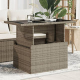 Outdoor Patio Table Grey Synthetic Rattan Rectangular Adjustable Height Tempered Glass Top for Garden Balcony Terrace - Photo 1