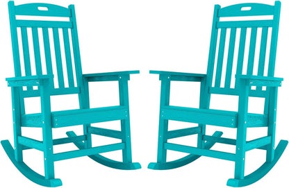 YEFU Outdoor Rocking Chairs Set of 2: Porch Rocking Chairs-Outdoor Patio Rockings Chair-Oversized Rocker Chair-All Weather Poly Rocker Lawn Chair for Adult-Seat Area 22"x21"-Backrest Height 31"-Aruba