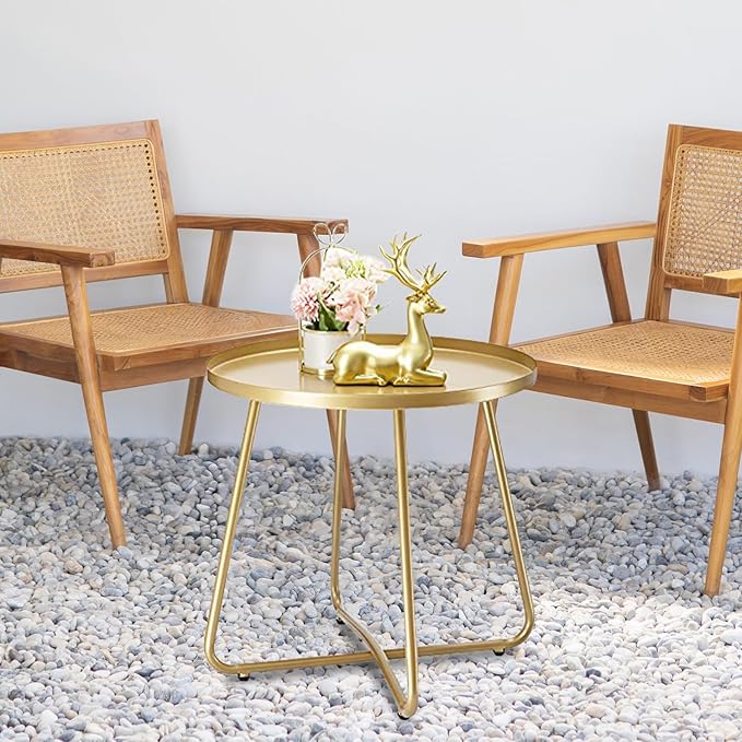 danpinera Outdoor Side Tables, Weather Resistant Steel Patio Side Table - Photo 6