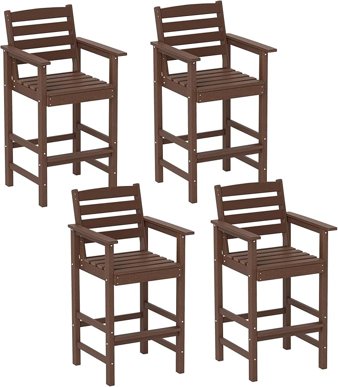 Tangkula Patio Adirondack Chairs Set of 4, HDPE Bar Height Chair with Wide Armrests & Footrest - Photo 1