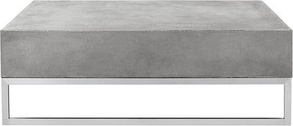SAFAVIEH Outdoor Collection Eartha Modern Dark Grey Concrete Coffee Table (Fully Assembled)
