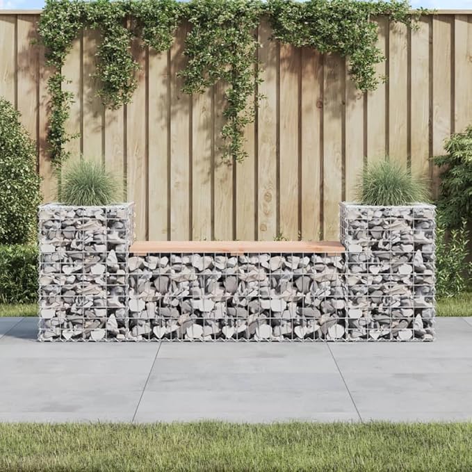 Outdoor Garden Bench with Integrated Planter Boxes 4件 Solid Douglas Fir Wood Rustic Farmhouse Patio Seating