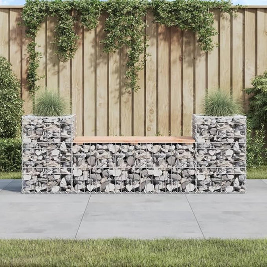 Outdoor Garden Bench with Integrated Planter Boxes Solid Douglas Fir Wood Rustic Farmhouse Style Weather-Resistant Seating for Patio 4件