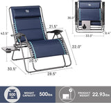 Timber Ridge Oversized Zero Gravity Chair, 33In Wide XXL Zero Gravity Reclining Chair with Side Table - Photo 3