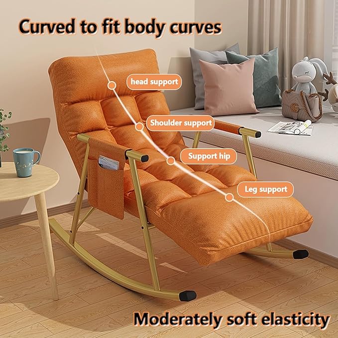 Bedroom rocking chair with cushion, Modern Comfortable Sofa Lounger, outdoor garden lounge chair with armrests - Photo 5