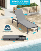 Aluminum Chaise Lounge Outdoor, Foldable & Assemble-Free Lounge Chair Outdoor Set of 2 - Photo 3