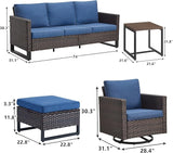 Rilyson Wicker Outdoor Patio Furniture Set - 6 Piece Patio Conversation Set with 2 Swivel Rocker Chairs - Photo 3