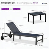 PURPLE LEAF Outdoor Chaise Lounge Chairs Set Recliner Adjustable Chair with Wheels and Table for Poolside Beach Patio - Photo 8