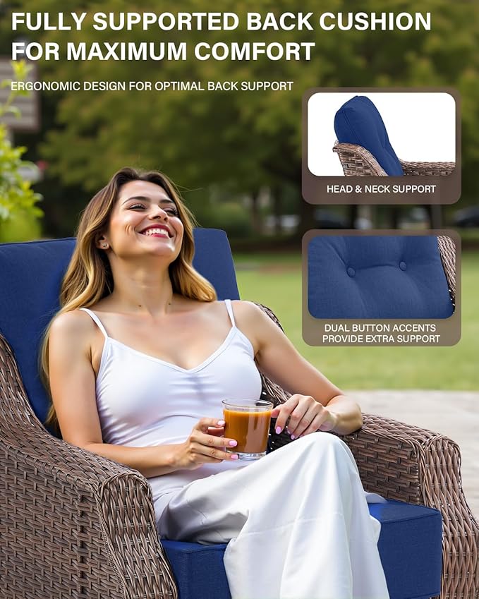 10 Piece High Back Outdoor Patio Furniture Set - Patio Conversation Set with Swivel Rocker Outdoor Chairs Set of 4 and - Photo 4