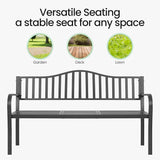 BODIOO Outdoor Metal Garden Bench 59" Patio Bench with Built in Table Park Bench - Photo 7