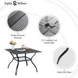Sophia & William Metal Outdoor Dining Table, Square Mesh Patio Table with 1.57" Umbrella Hole - Photo 6