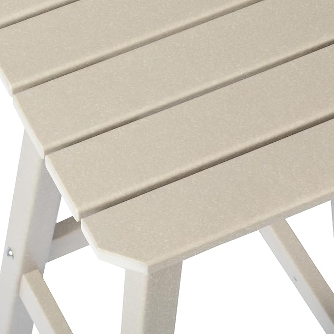 Costaelm 24" Height Outdoor Bar Stools, All-Weather Bar Stools, Adirondack Poly Patio Square Bar Stool for Patio, Deck, Kitchen Counter and Garden, Sand