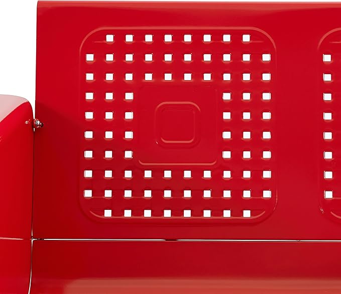 Crosley Furniture Bates Retro Metal Outdoor Loveseat Glider, 2-Person Rocking Patio Bench for Porch, Deck, Bright Red Gloss