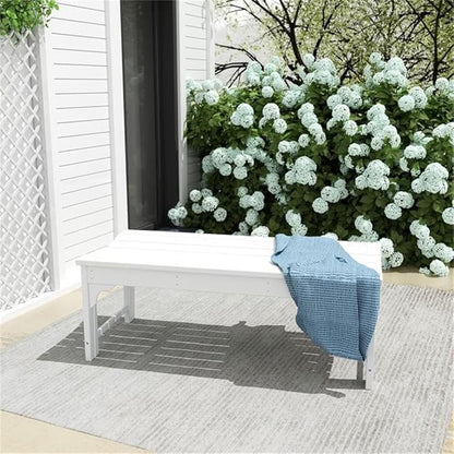 Costaelm Outdoor Benches Weatherproof, All Weather Resistant Park Bench Poly Lumber Backless Garden Bench Seat for Entryway Front Porch, White