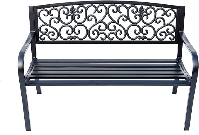 Hi-Line Gift Ltd. Iron Symphony- Steel and Cast Iron Garden Bench in Timeless Black