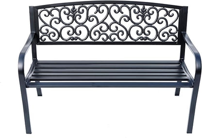 Hi-Line Gift Ltd. Iron Symphony- Steel and Cast Iron Garden Bench in Timeless Black