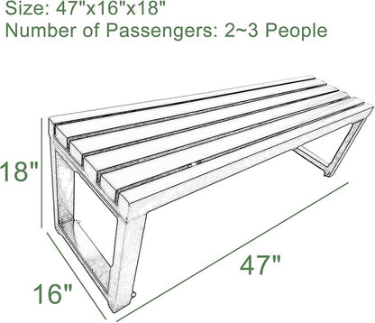 Outdoor Metal Garden Bench - Weatherproof Park Bench for Lawn, Patio, and Yard - Supports up to 800 Pounds, 47 Inch Length