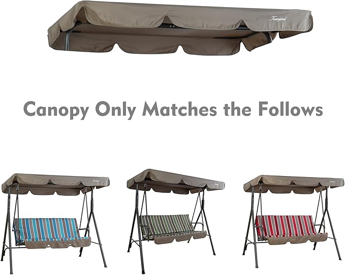 Kozyard Alicia 3-Seat Patio Swing, Outdoor Canopy Swing with Steel Frame - Photo 5