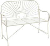 XBrand 44" L Iron Sun-Patterned Seat for Two, Patio & Porch Furniture for Park, Yard, Lawn, Balcony, Backyard – White - Photo 1