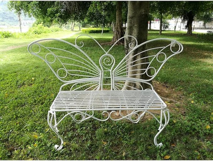 Unknown1 White Metal Butterfly Bench