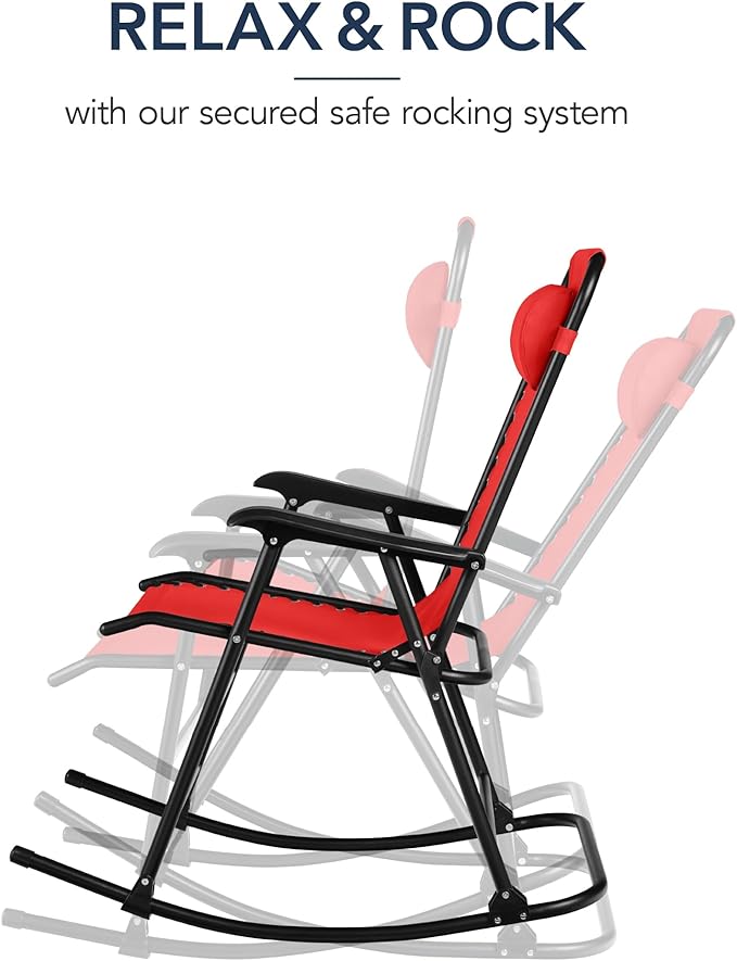 Best Choice Products Outdoor Folding Rocking Chair, Zero Gravity Lounge Chair - Photo 4