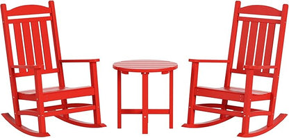 WestinTrends Malibu 3-Piece Set Outdoor/Patio Rocking Chairs with a Side Table (2 Seater), Red
