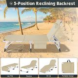 MOPHOTO Beach Lounge Chair, 5-Position Adjustable Tanning Chair with Face Hole - Photo 6