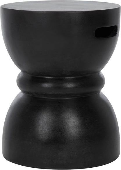 SAFAVIEH Outdoor Haruki Black Modern Concrete Round Accent Table