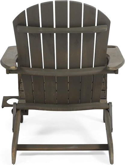 Christopher Knight Home Cheryl Outdoor Acacia Wood Folding Adirondack Chair, Gray