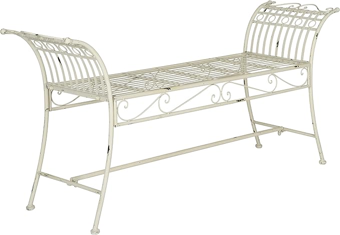 Safavieh Outdoor Collection Hadley Antique White Bench