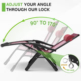 ZENPETIO 29In XL Zero Gravity Chair w/Cushion, Zero Gravity Recliner Lounge Chair for Indoor and Outdoor - Photo 6