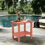 OTSUN Adirondack Outdoor Side Table, 16" HDPE Patio Side Table with Shelf - Photo 6