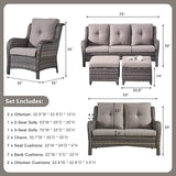 Rilyson Wicker Patio Furniture Set - 6 Piece Rattan Outdoor Sectional Conversation Sets with 1 Sofa, 1 Loveseat - Photo 2