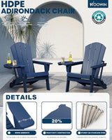 FOOWIN Folding Adirondack Chair Set of 4, HDPE Adirondack Chairs with Cup Holder - Photo 3