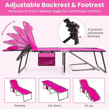 GYMAX Lounge Chairs for Outside, Extra High Folding Beach Tanning Lounger with 4-Level Adjustable Backrest - Photo 3