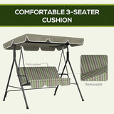 Outsunny 3-Seat Outdoor Patio Swing Chair with Removable Cushion, Steel Frame Stand and Adjustable Tilt Canopy for Patio - Photo 5
