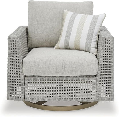 Signature Design by Ashley Seton Creek Casual Outdoor Weather Resistant Swivel Lounge Chair with Removable Cushion, Gray