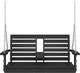 KINGYES Outdoor Hanging Patio Swing Chair, 2 Seat Swing with Cup Holders, Waterproof Bench for Courtyard & Garden - Photo 9