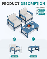 SERWALL HDPE Outdoor Couch, Blue Frame and Khaki Cushion - Photo 2