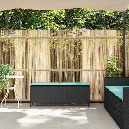 Patio Bench with Cushion Black Outdoor Furniture Yard Bench for Garden Courtyard 43.3"x11.8"x15.9" Poly Rattan