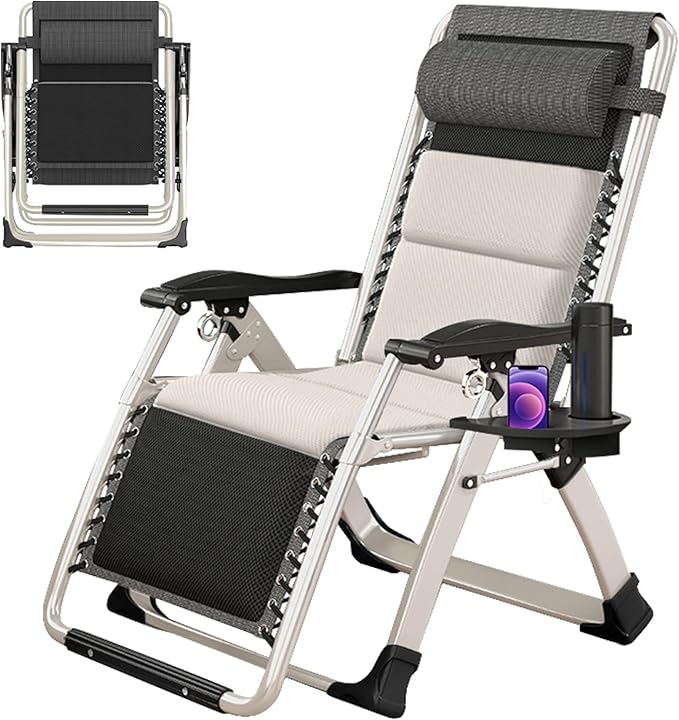 ABORON Padded Zero Gravity Chair, Premium Outdoor Lawn Folding Lounge Chairs - Photo 1