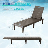 Greesum Outdoor Chaise Lounge Chair Set of 2, Waterproof 5-Position Adjustable PP Sun Loungers for Patio, Poolside - Photo 3