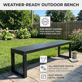 Outdoor Garden Bench, 3.3ft 3.9ft 4.9ft 5.9ft Metal Patio Benches Weatherproof Outside Backless Bench Front Porch Seat - Photo 3