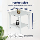 Square Outdoor Side Table Adirondack Side Table, Waterproof & 2-Tier Small End Table for Patio, Beach Chair & Poolside - Photo 3