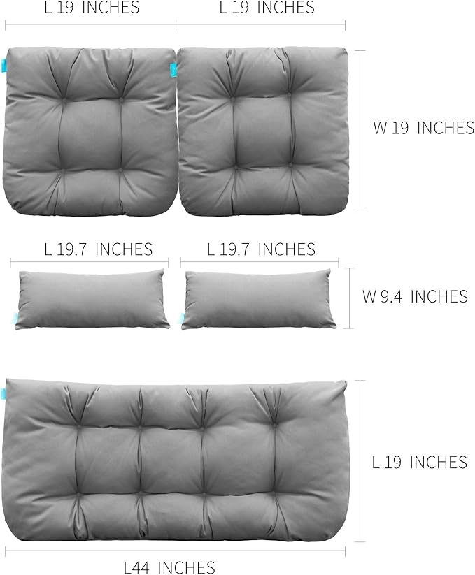 QILLOWAY Outdoor Patio Wicker Seat Cushions Group Loveseat/Two U-Shape/Two Lumbar Pillows for Patio Furniture - Photo 2